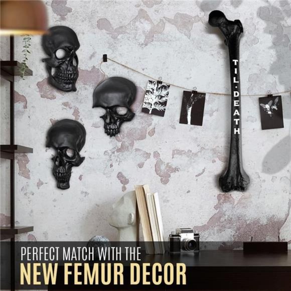 Gothic Wall Decor - Black Skull Decor for Home - Halloween Wall Decor - Picture 2 of 6